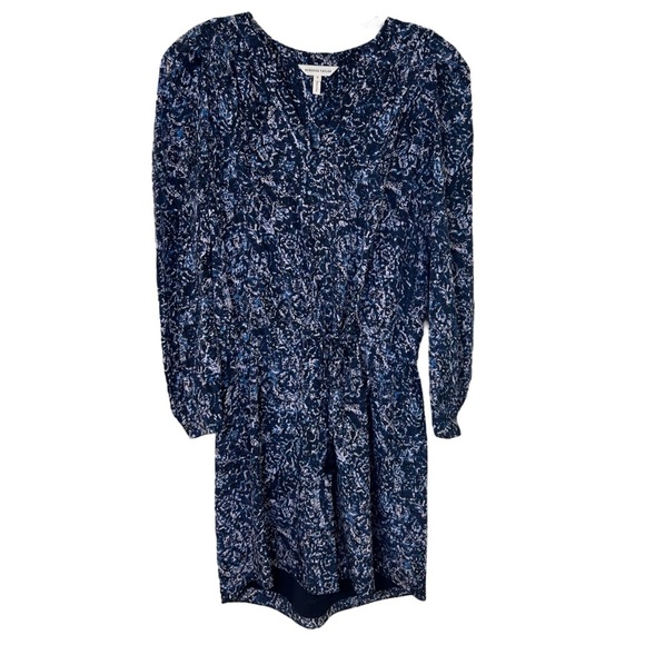 Rebecca Taylor - Block Print, Long Sleeve, Floral Mini Dress - Size 0, Blue - Picture 7 of 17